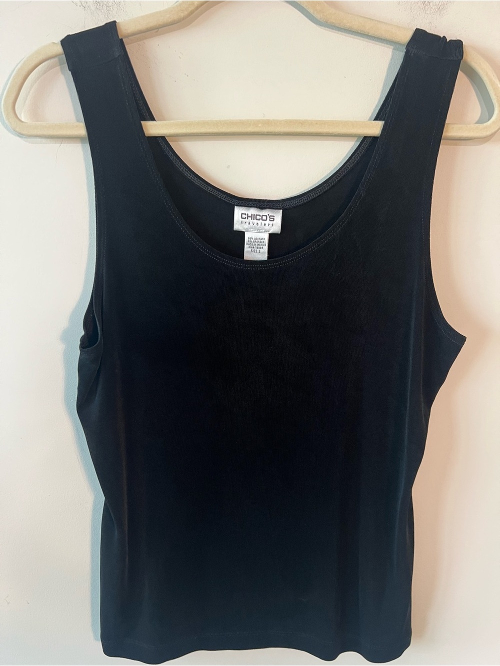 Chico's Black Sleeveless Scoop Neck Tank Top from their Traveler’s Line